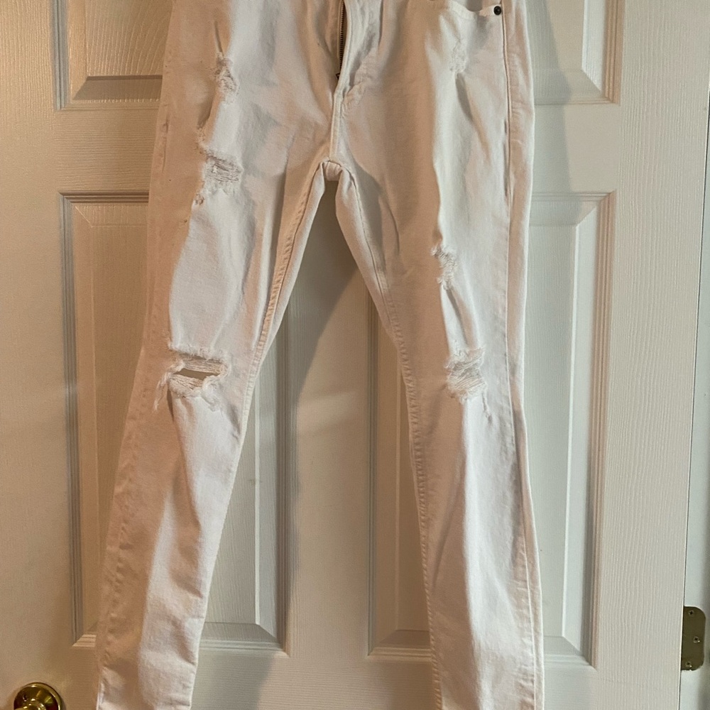 Men's Distressed Cream Jeans